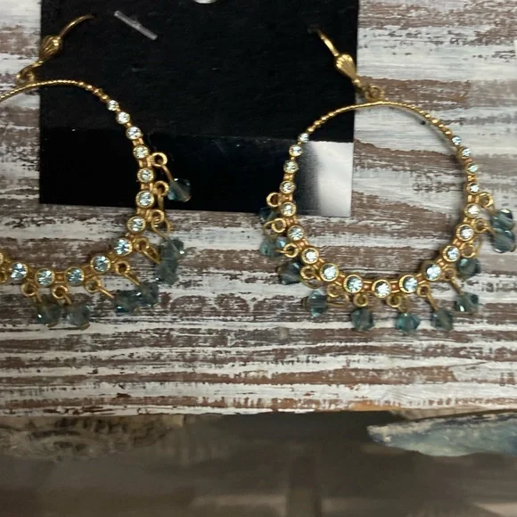CATHERINE POPESCO La Vie Parisienne Gold Hoop Beaded Crystal Earrings - Picture 5 of 9